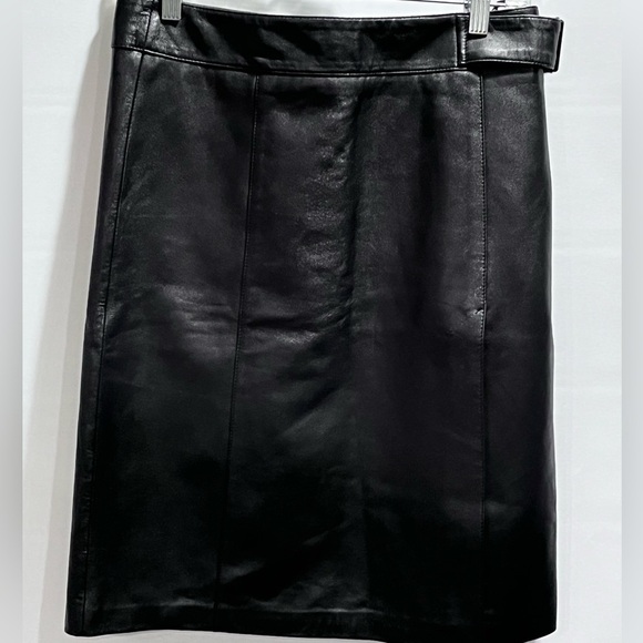 Bebe Butter Soft Black Genuine Leather Straight Skirt size 8-10, 30" waist Y2K - Picture 2 of 15